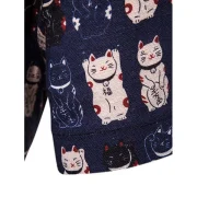 Cat Pattern Design Short Sleeves Shirt - Deep Blue Fansmadedirect