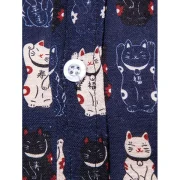 Cat Pattern Design Short Sleeves Shirt - Deep Blue Fansmadedirect