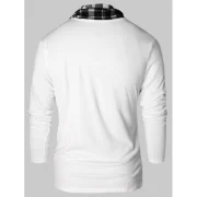 Checked Print Destroyed Scarf Collar T-shirt - White Fansmadedirect