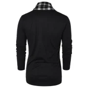Checked Print Open Front Longline Cardigan - Black Fansmadedirect
