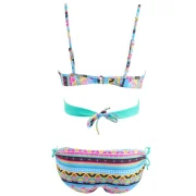 Cheeky Spaghetti Strap Geometric Bikini Set For Women - ake Blue Fansmadedirect