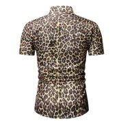 Cheetah Print Casual Short Sleeves Shirt - Tan Fansmadedirect