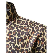 Cheetah Print Casual Short Sleeves Shirt - Tan Fansmadedirect