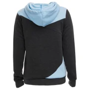 Chic Hooded Long Sleeve Color Block Pocket Design Women's Hoodie - Blue And White Fansmadedirect