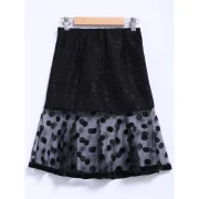 Chic Style Organza Splicing Polka Dot Print Ruffles Black Women's Skirt - Black Fansmadedirect