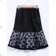 Chic Style Organza Splicing Polka Dot Print Ruffles Black Women's Skirt - Black Fansmadedirect