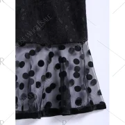 Chic Style Organza Splicing Polka Dot Print Ruffles Black Women's Skirt - Black Fansmadedirect