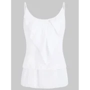 Chiffon Flounce Overlap Cami Tank Top - White Fansmadedirect