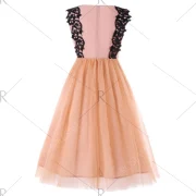 Chiffon Panel High Waisted Sleeveless Dress - Apricot Fansmadedirect