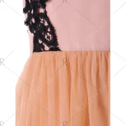 Chiffon Panel High Waisted Sleeveless Dress - Apricot Fansmadedirect