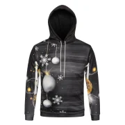 Christmas Ball nowflake Print Pullover Hoodie - Black Fansmadedirect