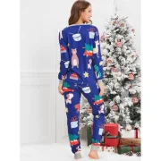 Christmas Cartoon Animal Print Family Pajama Sets - Blue Dad Fansmadedirect
