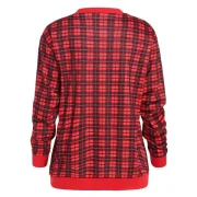 Christmas Cat Print Plaid Sweatshirt - Red Fansmadedirect