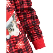 Christmas Cat Print Plaid Sweatshirt - Red Fansmadedirect