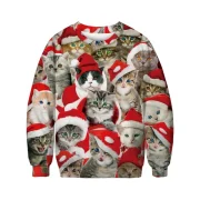 Christmas Cats Pattern Crew Neck weatshirt - Fansmadedirect