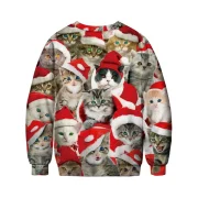 Christmas Cats Pattern Crew Neck weatshirt - Fansmadedirect