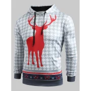 Christmas Deer Pattern Kangaroo Pocket Hoodie - Fansmadedirect