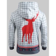 Christmas Deer Pattern Kangaroo Pocket Hoodie - Fansmadedirect