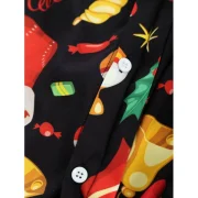 Christmas Elements Print ong Sleeve Shirt - Black Fansmadedirect
