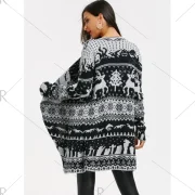 Christmas Elk Knit Draped Tunic Cardigan - Black Fansmadedirect