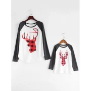 Christmas Elk Print Matching Family Baseball T-shirt - Kid Fansmadedirect