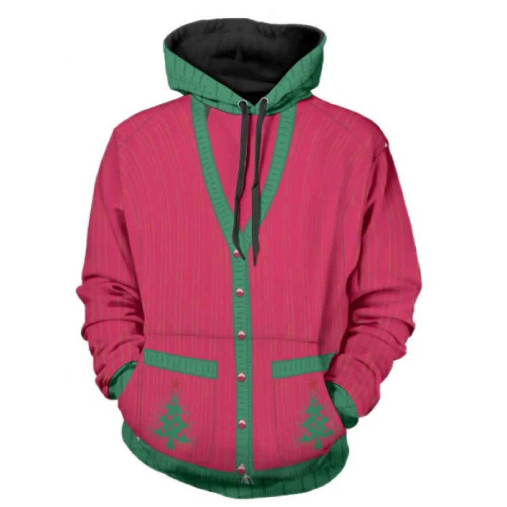 Christmas Faux Sweater Print Pullover Sweater - Rose Red Fansmadedirect