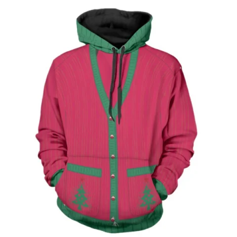 Christmas Faux Sweater Print Pullover Sweater - Rose Red Fansmadedirect