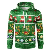 Christmas Football Printed Pullover Hoodie - Jungle Green Fansmadedirect