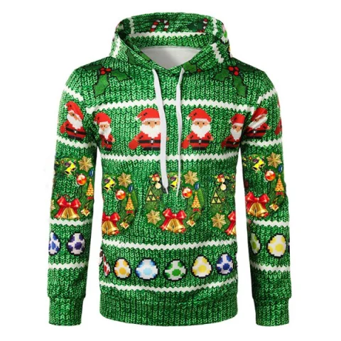 Christmas Football Printed Pullover Hoodie - Jungle Green Fansmadedirect