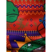 Christmas Geometric Dinosaur Printed Crew Neck T-shirt - Fansmadedirect