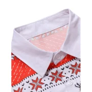 Christmas Geometry Elk Print Long Sleeves Shirt - Red Fansmadedirect