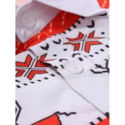 Christmas Geometry Elk Print Long Sleeves Shirt - Red Fansmadedirect