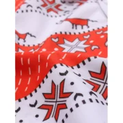 Christmas Geometry Elk Print Long Sleeves Shirt - Red Fansmadedirect
