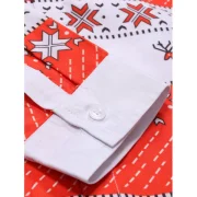 Christmas Geometry Elk Print Long Sleeves Shirt - Red Fansmadedirect