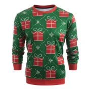 Christmas Gifts Knitted Print ong Sleeve Sweatshirt - Medium Sea Green Fansmadedirect