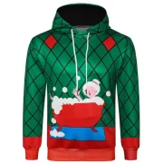Christmas Grandma Printed Casual Hoodie - Deep Green Fansmadedirect