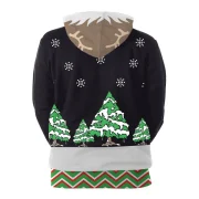 Christmas Holiday Reindeer 3D Code Print Hoodie - Black Fansmadedirect