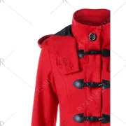 Christmas Horn Button Hooded Handkerchief Coat - Red Fansmadedirect