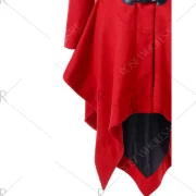 Christmas Horn Button Hooded Handkerchief Coat - Red Fansmadedirect