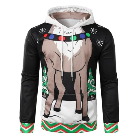 Christmas Horse Feet Printed Pullover Hoodie - Fansmadedirect