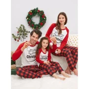 Christmas Letter Print Family Pajamas - Valentine Red Kid Fansmadedirect