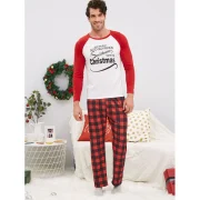 Christmas Letter Print Family Pajamas - Valentine Red Kid Fansmadedirect