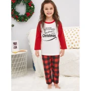 Christmas Letter Print Family Pajamas - Valentine Red Kid Fansmadedirect