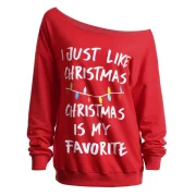 Christmas logan Letters Print kew Neck weatshirt - Red Fansmadedirect