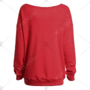 Christmas logan Letters Print kew Neck weatshirt - Red Fansmadedirect