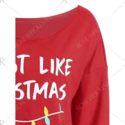 Christmas logan Letters Print kew Neck weatshirt - Red Fansmadedirect