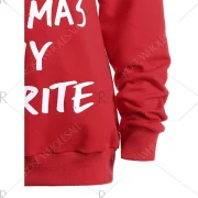 Christmas logan Letters Print kew Neck weatshirt - Red Fansmadedirect