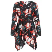 Christmas nowman Print Asymmetrical T-shirt - Black Fansmadedirect