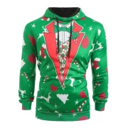Christmas Patterns Printed Pullover Hoodie - Pine Green Fansmadedirect