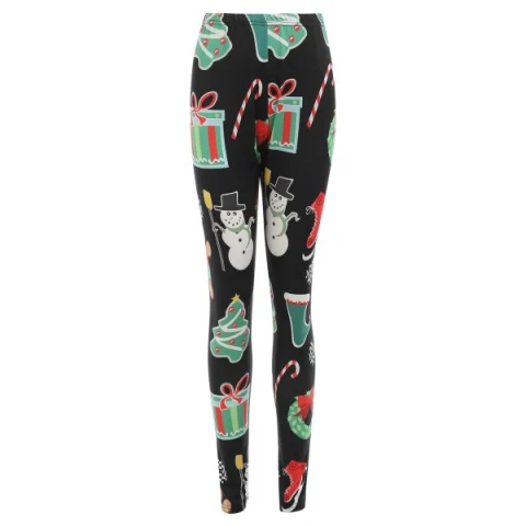 Christmas Print Outdoor Leggings - Black Fansmadedirect